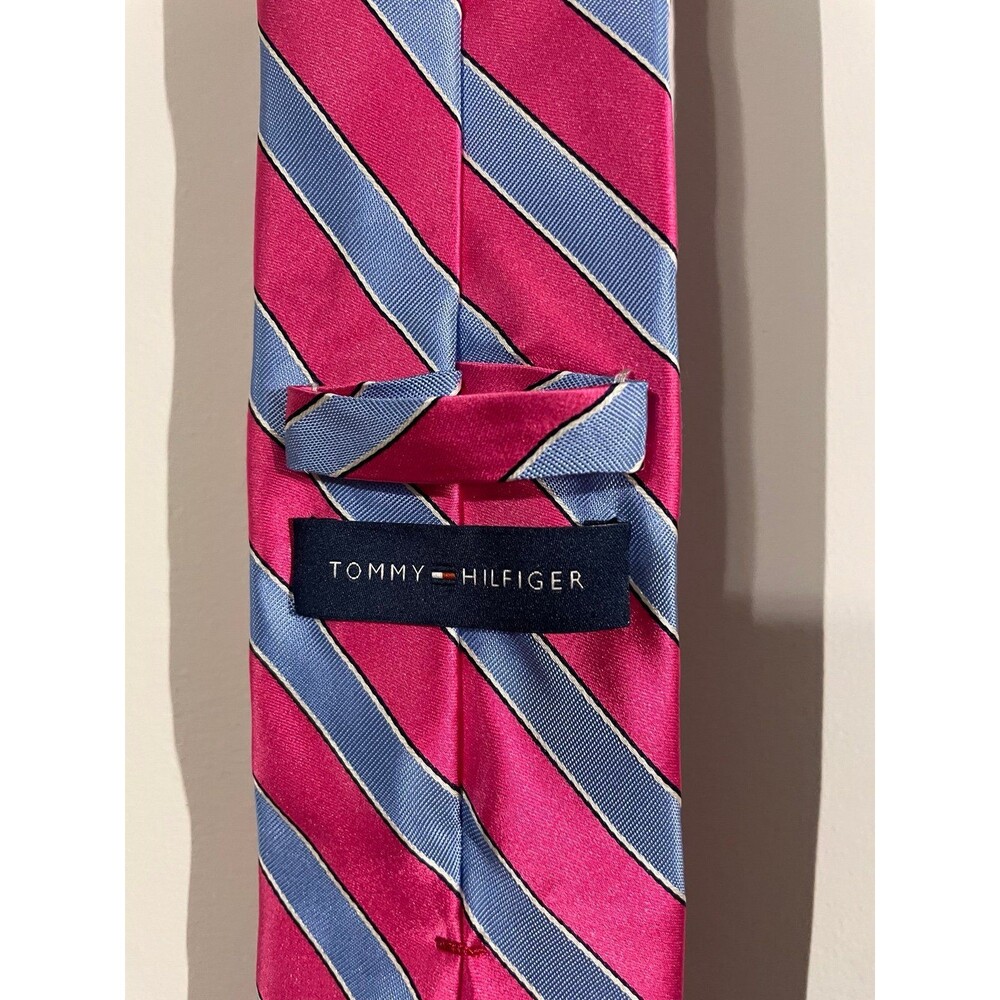 Tommy Helfinger pink and blue stripe tie